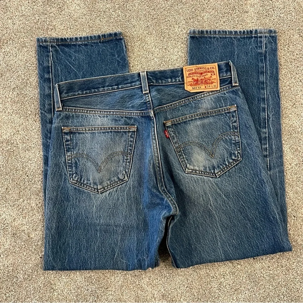 Levi Levi’s Men 34x31 Blue Denim Jeans 501 XX VTG Vintage Cotton Button Pants,